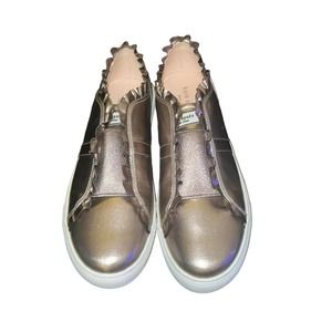 Kate Spade Women's Lance Bronze Ruffle Leather Sneakers Size 8.5